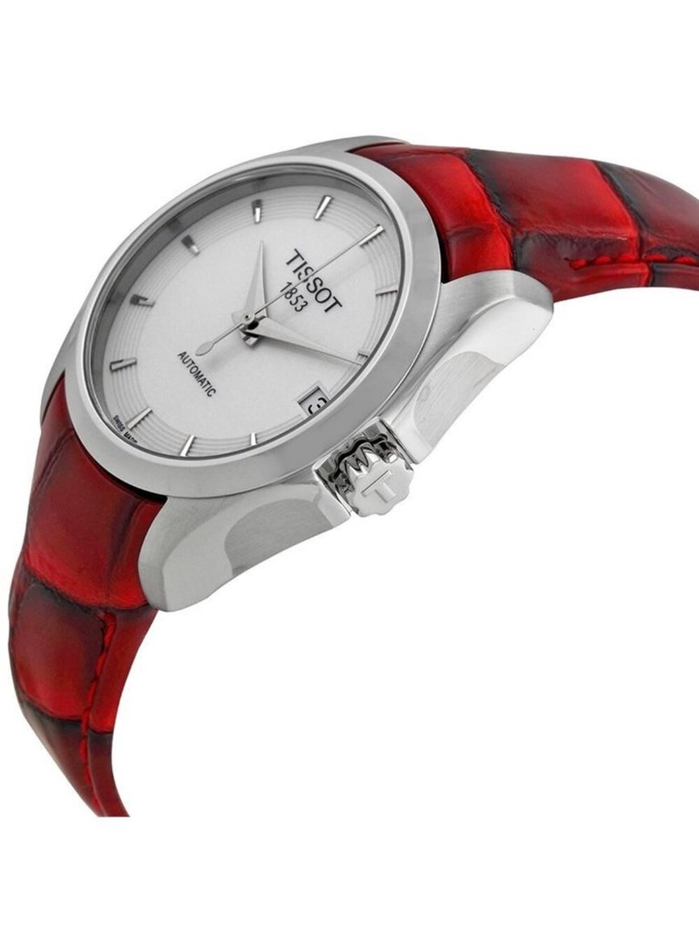 NWT Tissot Couturier White Dial Red Leather Ladies Watch - Picture 2 of 4